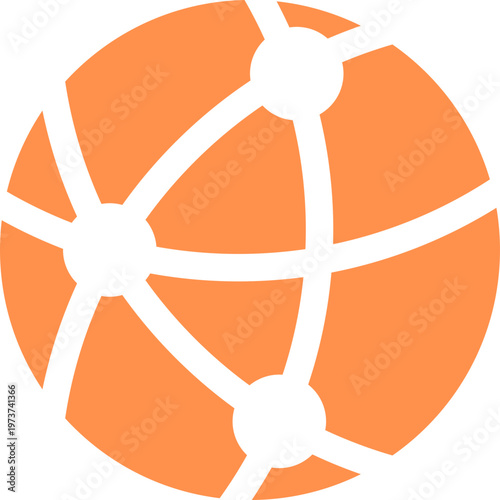 Vector beach ball icon, Orange and white, Volleyball silhouette vector, Volleyball icon, Volleyball Orange symbol, Basketball, single object, sports ball, vector. White and Orange contour drawing.