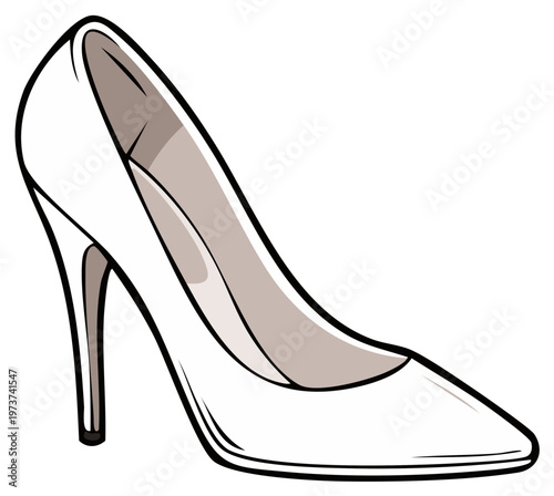 Elegant white high heel shoe vector illustration showcases fashion style for women accessories and contemporary design for stylish apparel