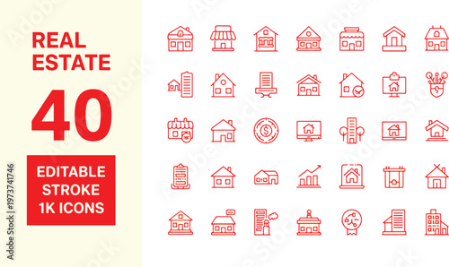 40 editable real estate house icons animation in 4k motion graphics