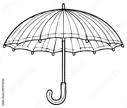 Classic Open Umbrella Outline Drawing Protection Against Rain