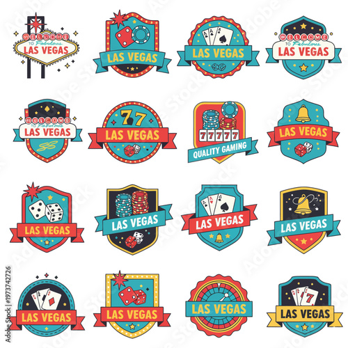 Las vegas signage collection a vibrant array of vintage inspired casino and welcome to vegas badges
