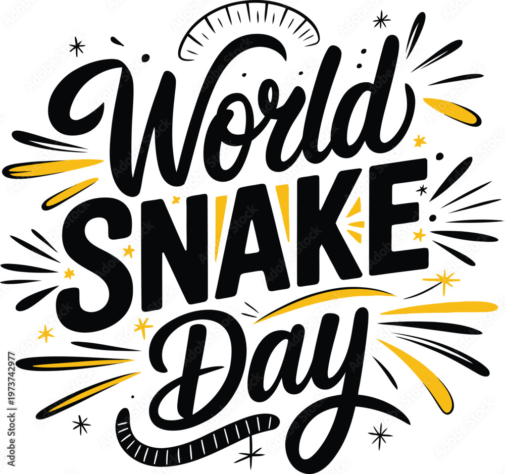 Obraz premium World Snake Day hand drawn typography lettering vector illustration