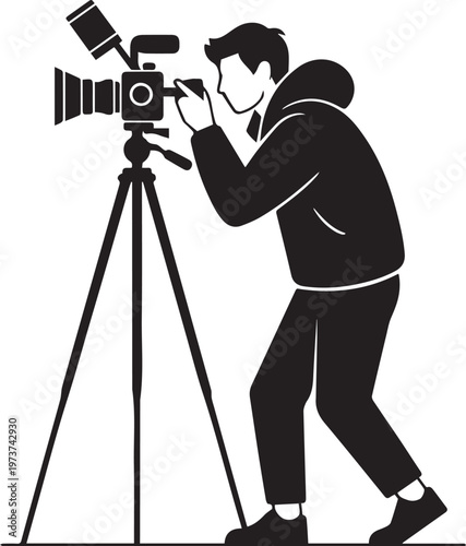 Businessman in black suit holding briefcase with chess pieces on wall behind him desi