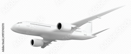 3d plane flight isolated mockup, realistic jet