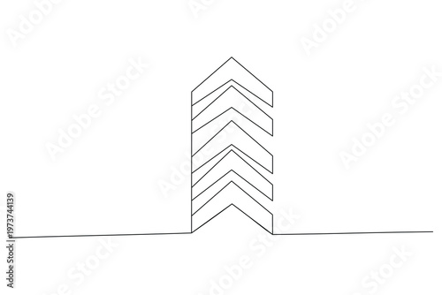 Continuous line drawing of military rank insignia for sergeant. army chevron symbol.