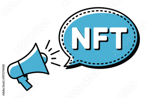 Megaphone announcing NFT, digital and blockchain technology