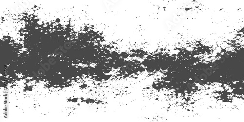 Abstract grunge background featuring a black ink splat with a dirty paint texture and dark liquid splatter pattern on a stained paper illustration