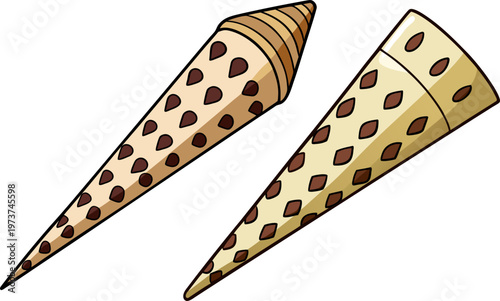 Two stylized pencils with unique patterned designs and different caps