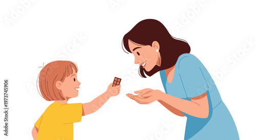 Woman giving medicine to little boy.