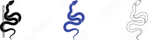 Snake Illustrations Set - Minimalist Line Art Designs for Reptile Related Projects
