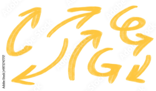 set of Hand drawn yellow Arrows	
