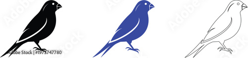 Bird Silhouettes Vector Set - Black, Blue, and Outline Designs for Graphic Projects