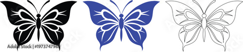 Elegant Butterfly Silhouettes: Black, Blue, and Outline Designs for Creative Projects