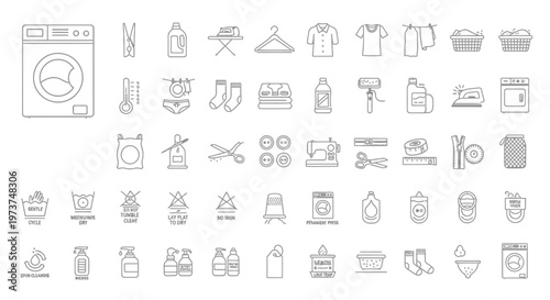 Laundry and cleaning icons and symbols.