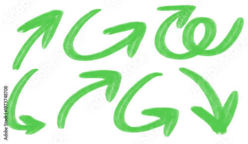 set of Hand drawn green Arrows	
