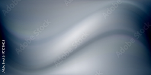 Smooth wavy grey gradient background. Gloss silver liquid satin wallpaper. Abstract silky pearly color texture for banner, presentation, flyer, graphic design. Vector soft blurred pearl backdrop