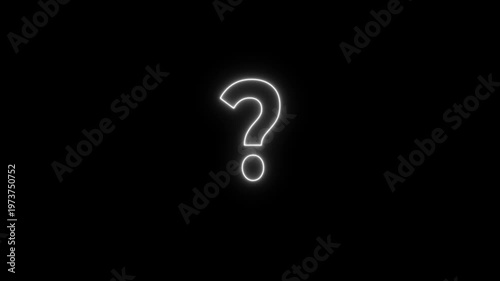 Glowing Question Mark Symbol Neon Light Black Background Inquiry Concept neon question mark glowing symbol