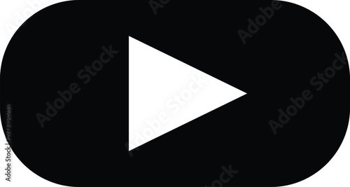 White play button icon on rounded black background for video players  media controls