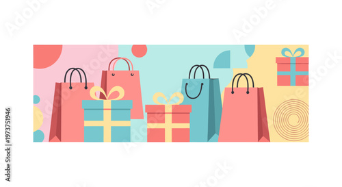 A vibrant and modern design featuring geometric shapes creates a feeling of positivity and forward movement, ideal for marketing materials and creativ