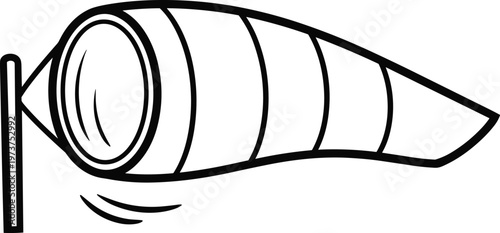 Windsock vector illustration for airport weather monitoring and wind direction indicator isolated on white background for aviation and nautical safety design.