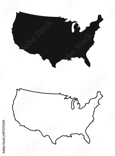 Silhouette and Outline of the United States of America