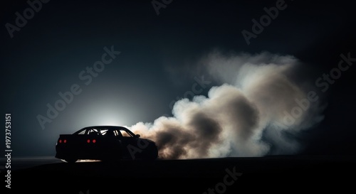 Car on fire at night driving.