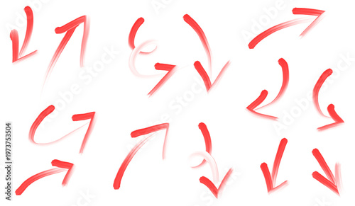set of Hand drawn red Arrows	
