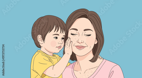 Mother and child affectionate tender moment.