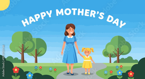 Mother and little girl holding hands.