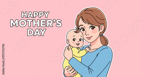 Mother holding baby in arms.