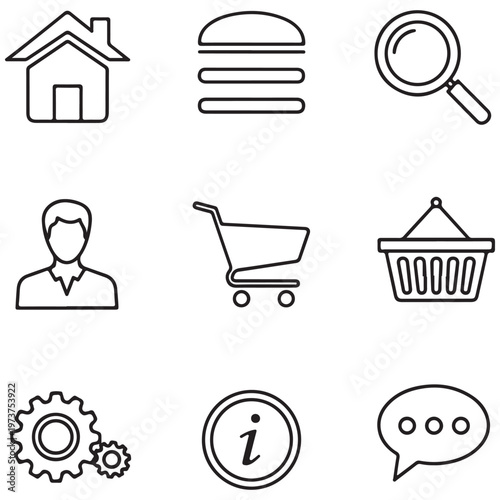 Line Icon Set for User Interface and Web Design