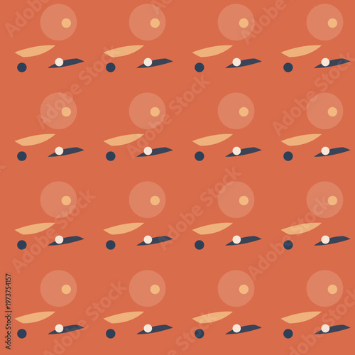 Seamless editorial mid-century pattern retro color palette vector back