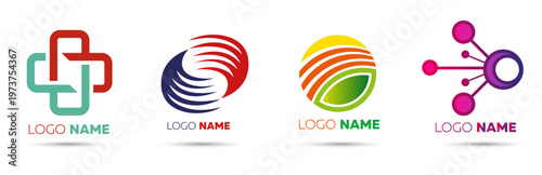 Creative logo templates collection abstract shapes business branding set