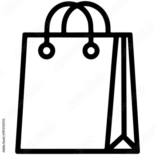 A simple illustration of a shopping bag with two handles and a base flap