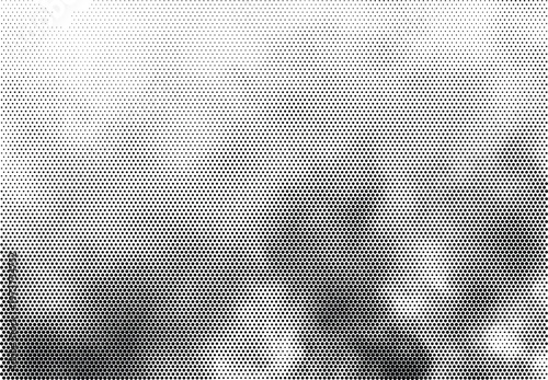 Smoky fog halftone background with organic vapor texture and black white retro stipple design
