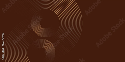 3D brown lines techno abstract background layer on dark blank space with circles shapes effect for backdrop, wallpaper.