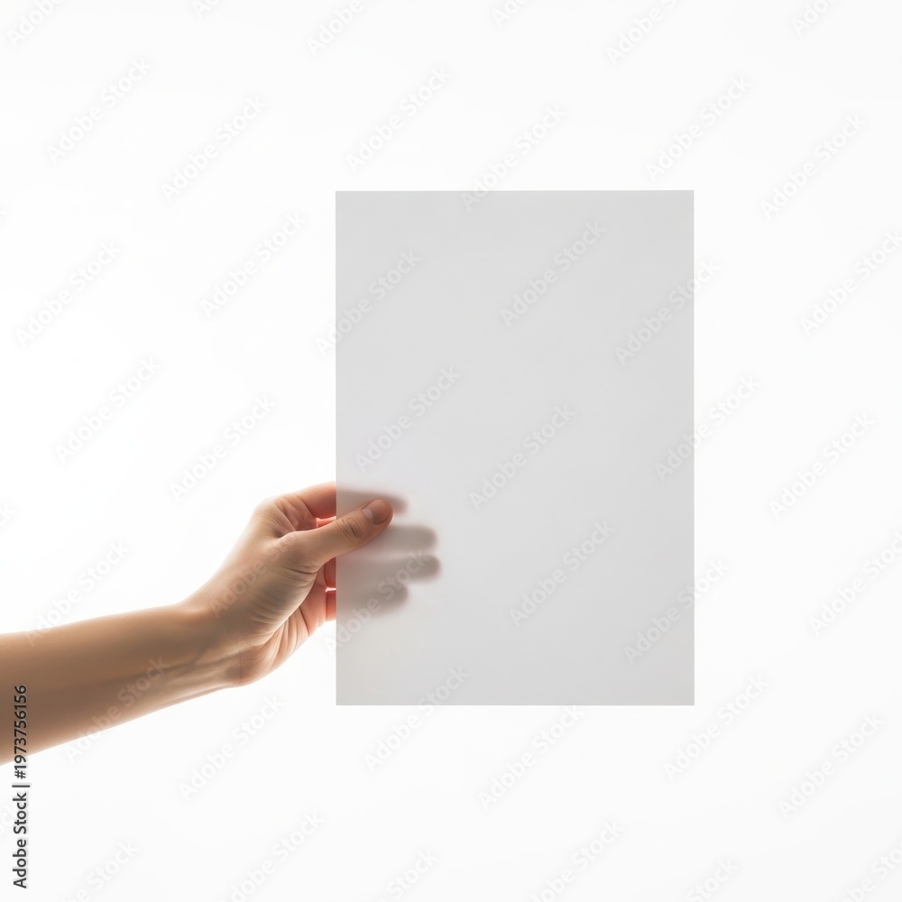 Obraz premium A hand holding a blank white rectangular card or sheet