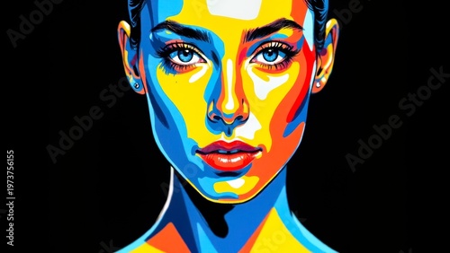 Colorful Pop Art Portrait of a Woman