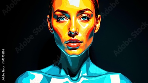 Portrait of a woman with colorful painted face