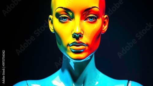 Futuristic Woman Portrait with Colorful Lighting