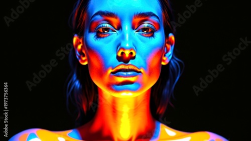 Futuristic Woman Portrait with Neon Lighting