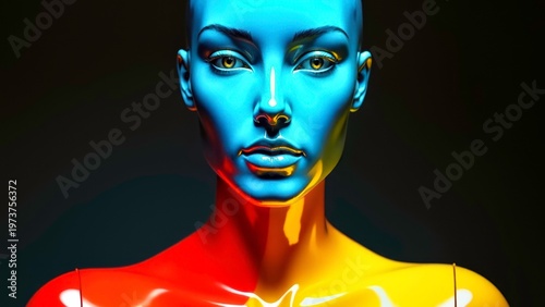 Colorful Futuristic Humanoid Portrait