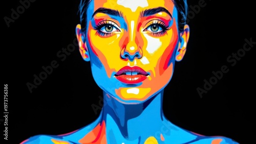 Pop Art Style Portrait of Woman