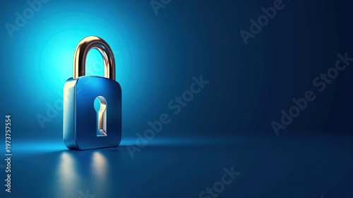 Personal Privacy and Data Security Concept with Padlock on Blue Background