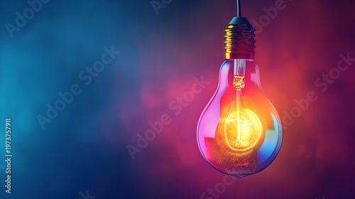 Bright Glowing Light Bulb for Creative Thinking and Solutions