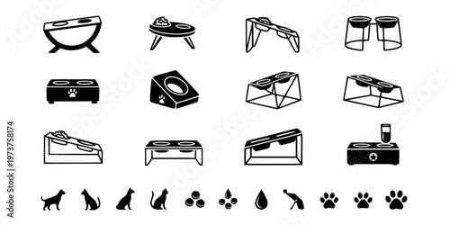 Elevated Feeder Modern Pet Bowl Aesthetic Icon