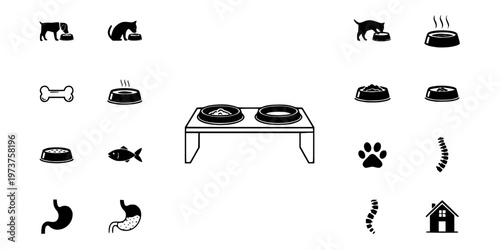 Elevated Feeder Modern Pet Bowl Aesthetic Icon