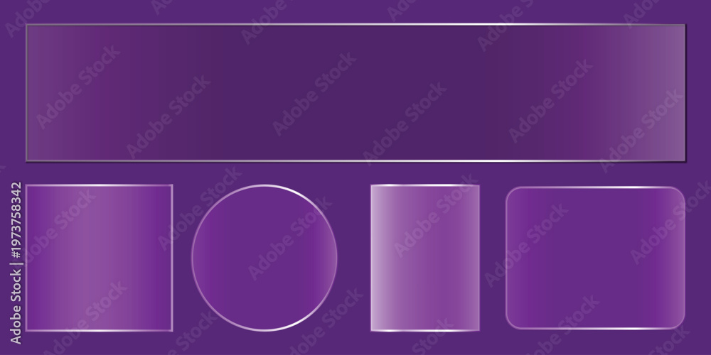 Fototapeta premium Purple glass effect backgrounds modern shapes transparent glass textures