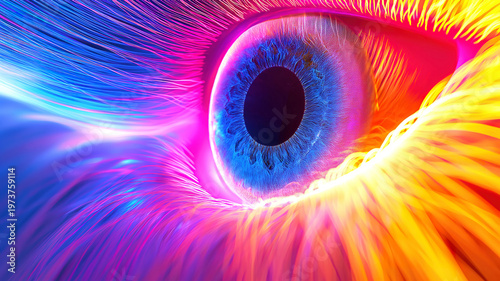 Abstract Design of Human Eye Iris with Rainbow Lines Scattering Effect