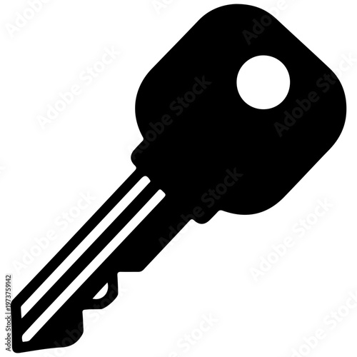minimalist black key icon isolated on white background for security and access design